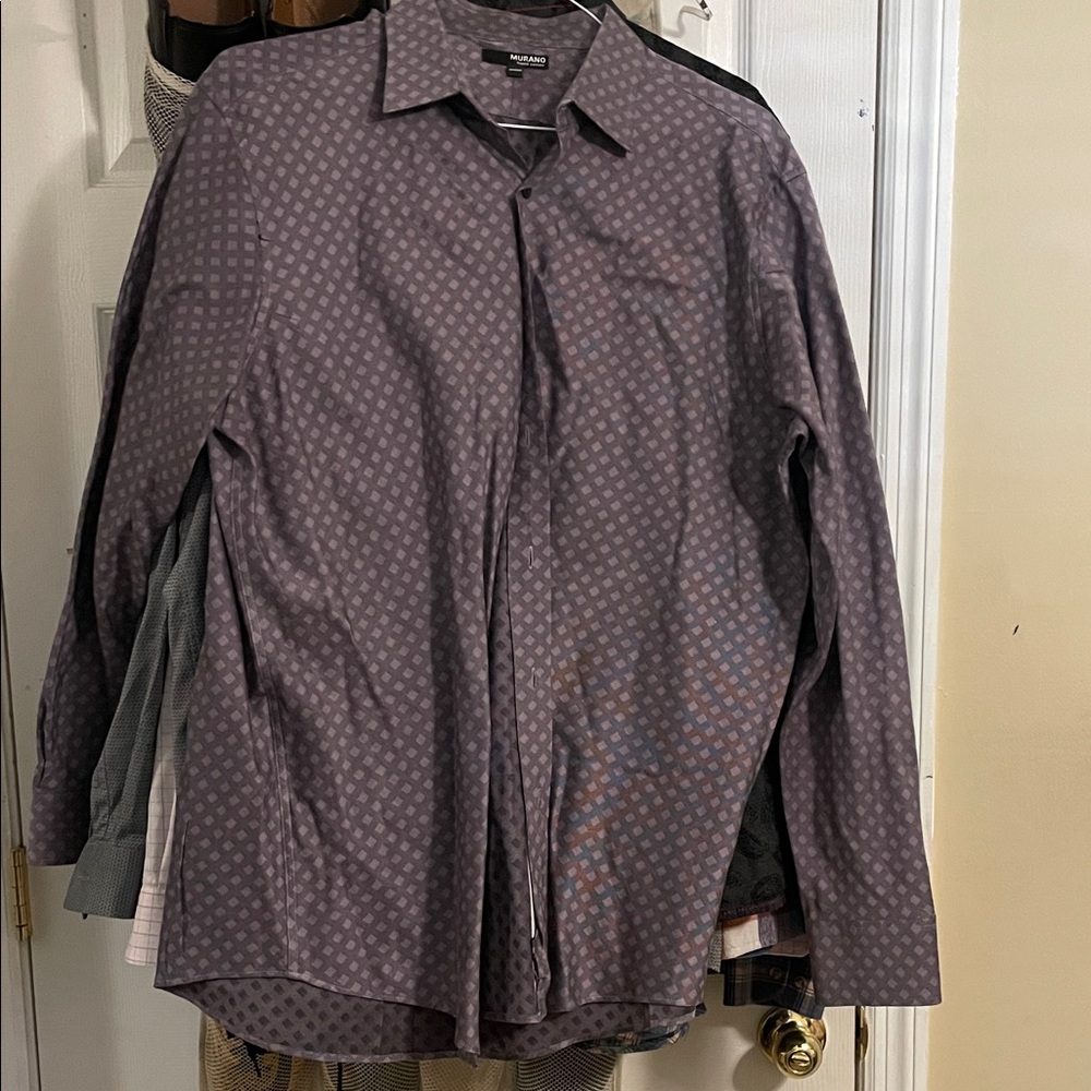 Murano xl Men's Purple Patterned Long-Sleeve Dress Shirt